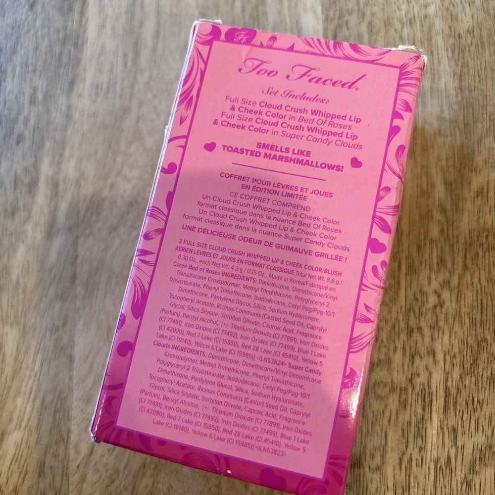 Too Faced Cloud Crush Whipped Lip & Cheek Color Duo -Bed of Roses, Candy Clouds